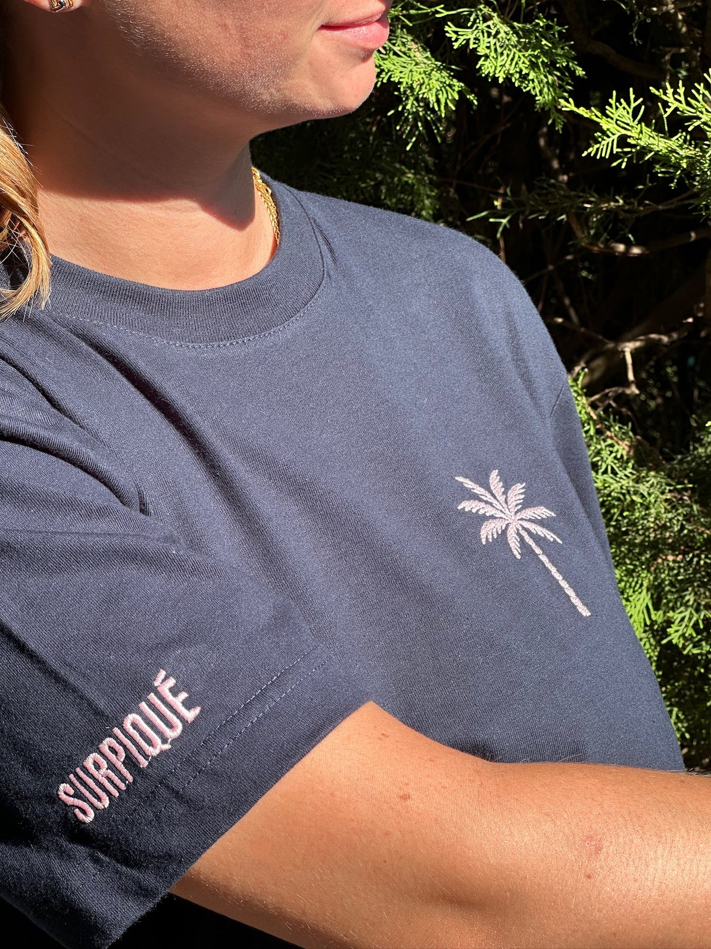 T-shirt brodé Palmier